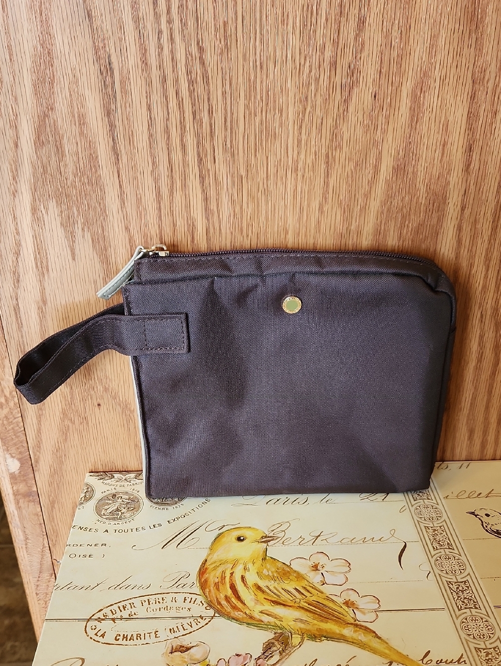 Bulgari Dark Brown Canvas Toiletry Pouch with Wristlet